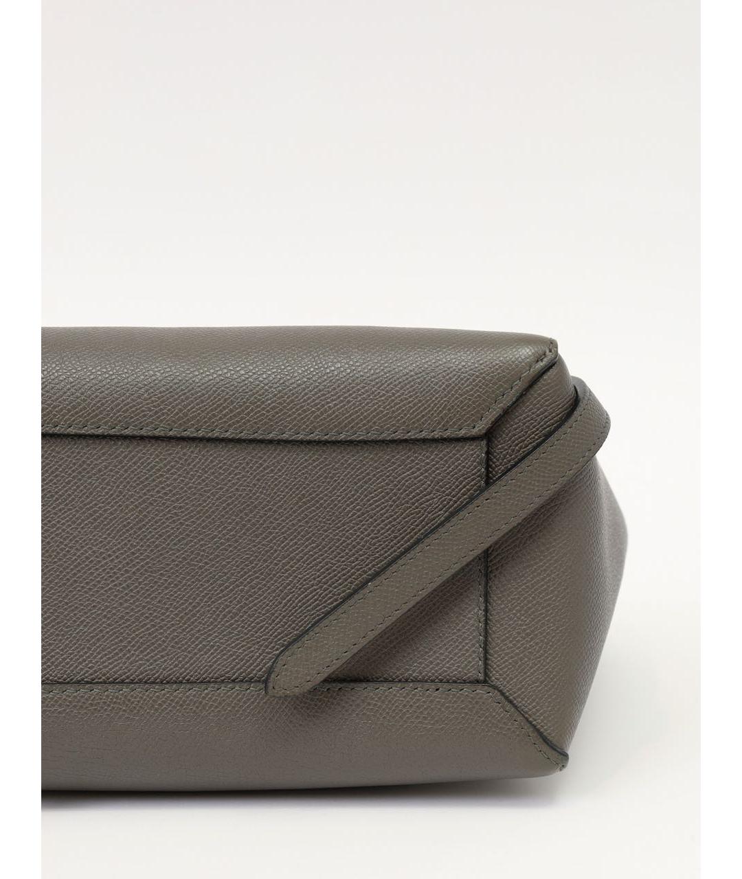 CELINE Серая кожаная сумка с короткими ручками, фото 6