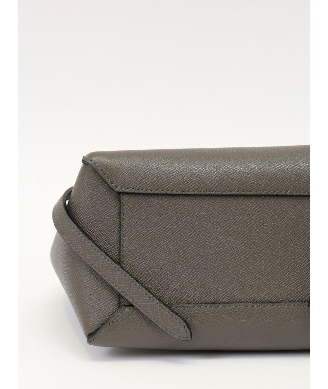 CELINE Серая кожаная сумка с короткими ручками, фото 5