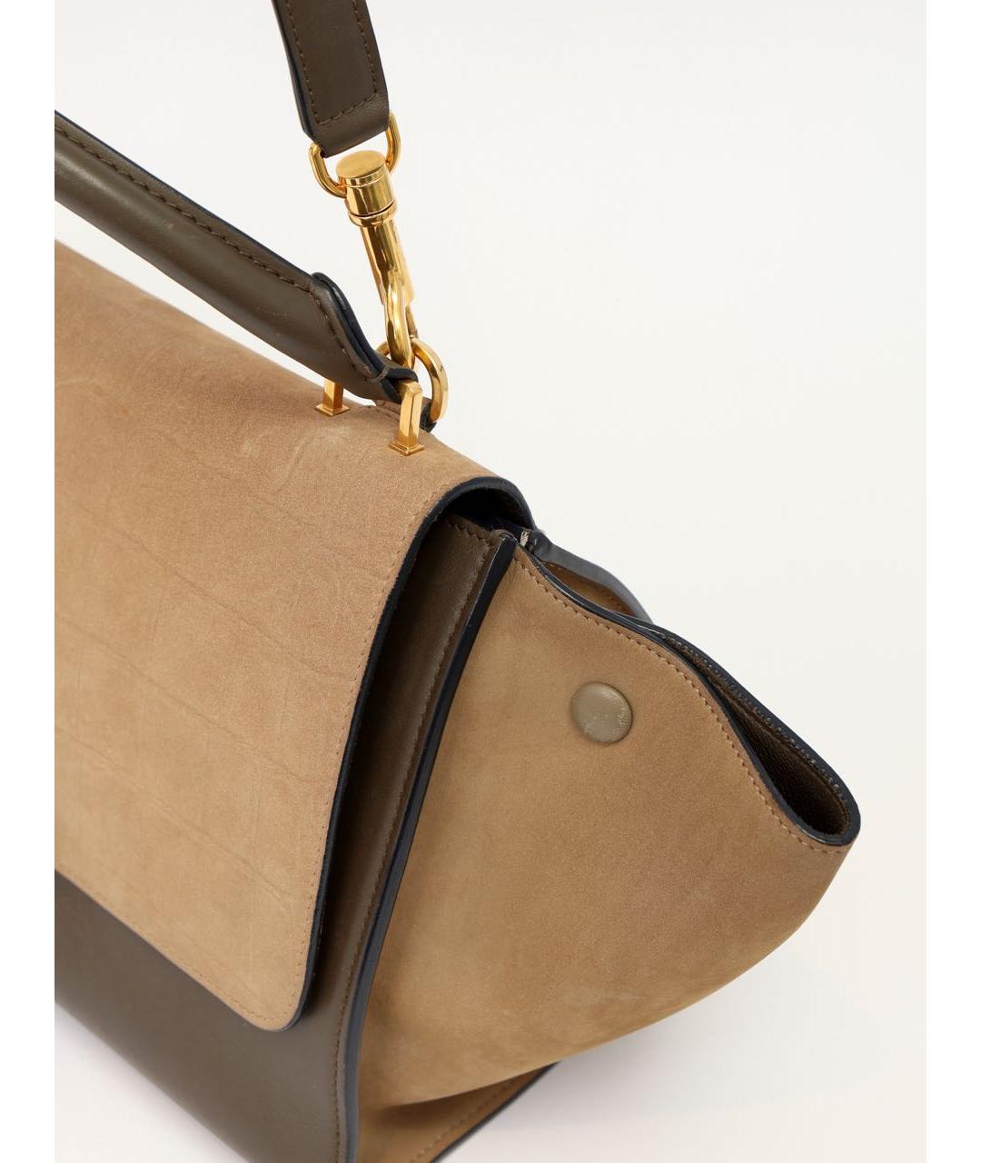 CELINE Коричневая кожаная сумка с короткими ручками, фото 5