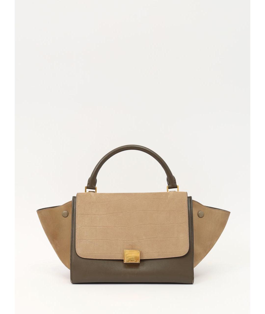 CELINE Коричневая кожаная сумка с короткими ручками, фото 9