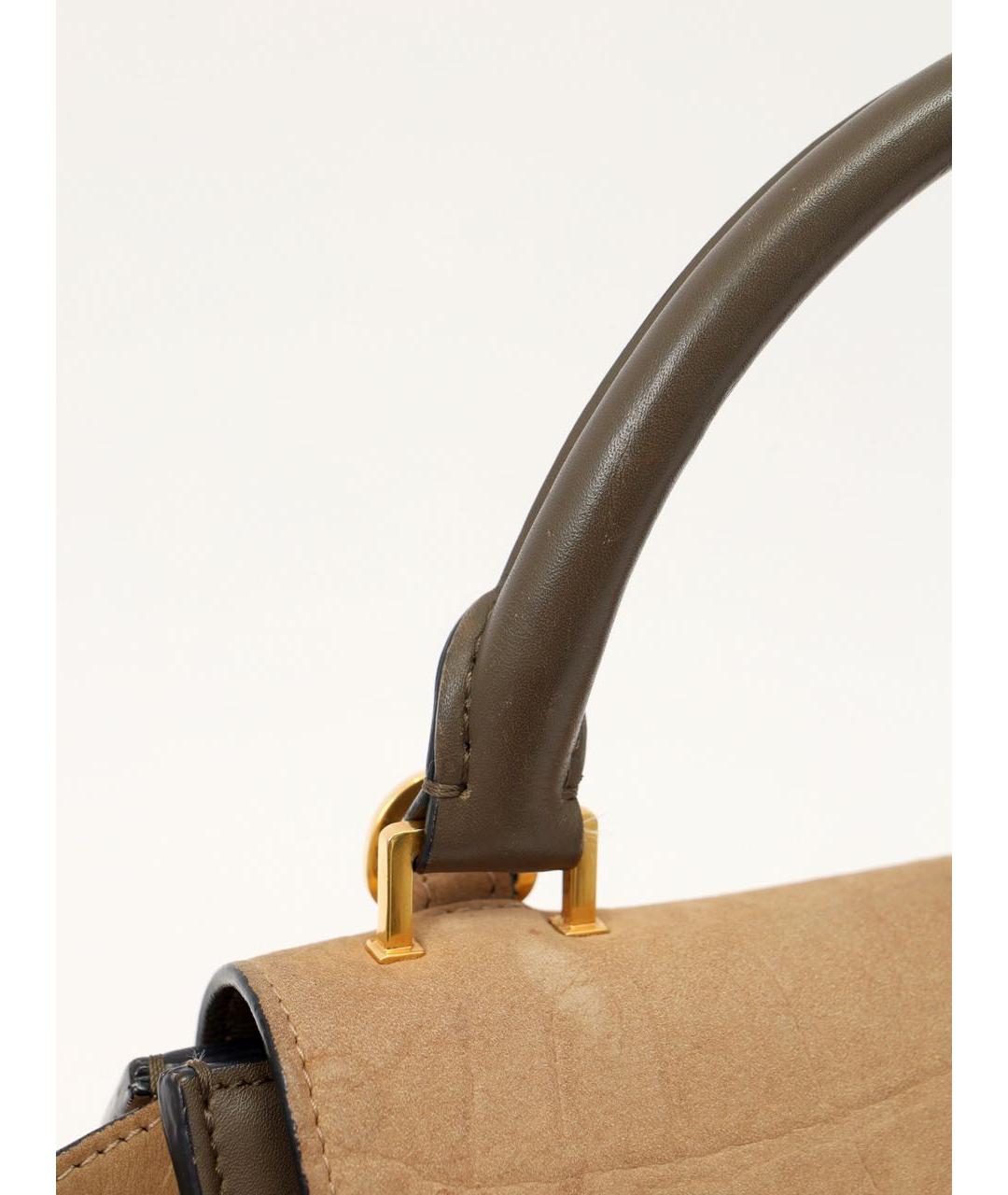 CELINE Коричневая кожаная сумка с короткими ручками, фото 6