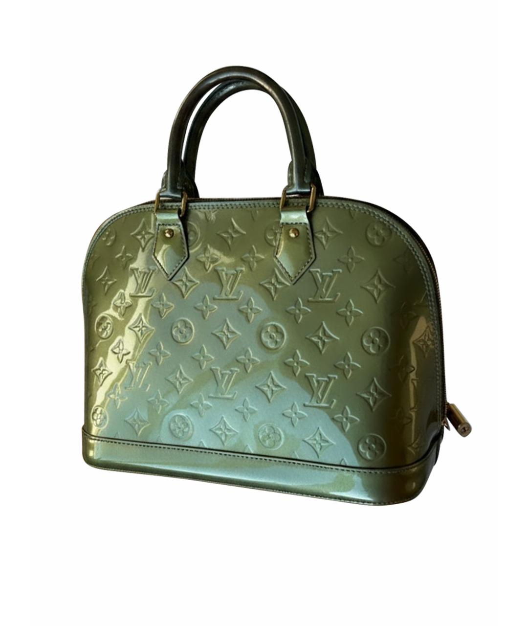 LOUIS VUITTON Зеленая сумка с короткими ручками из лакированной кожи, фото 1