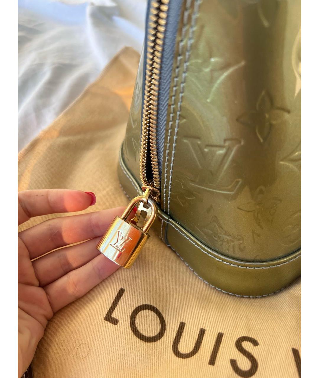 LOUIS VUITTON Зеленая сумка с короткими ручками из лакированной кожи, фото 5