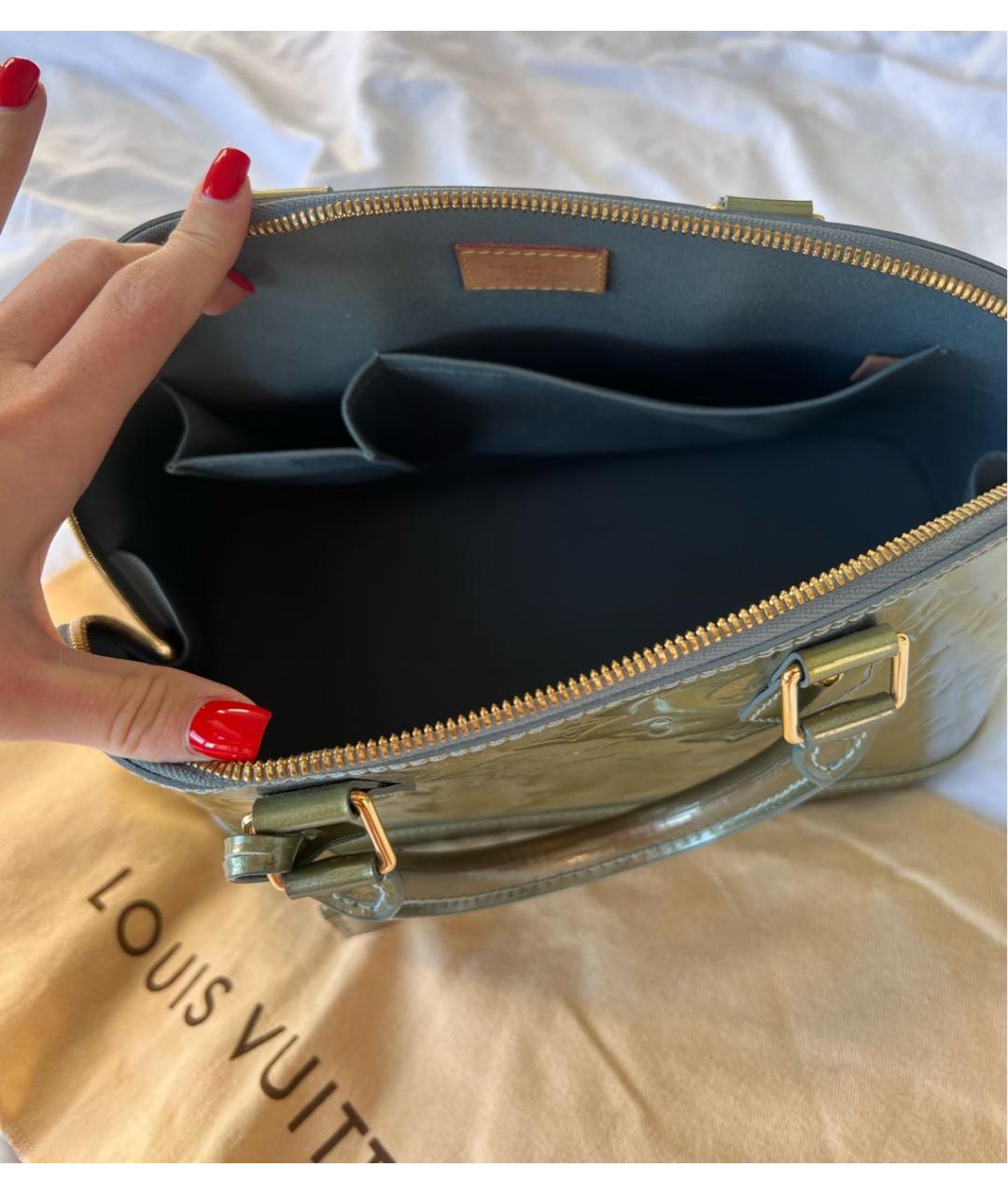 LOUIS VUITTON Зеленая сумка с короткими ручками из лакированной кожи, фото 3