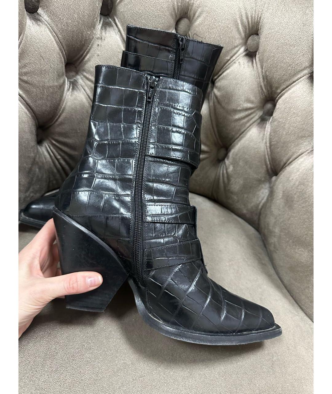 PINKO Черные кожаные полусапоги, фото 6