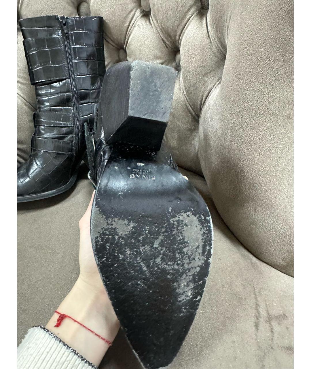 PINKO Черные кожаные полусапоги, фото 3