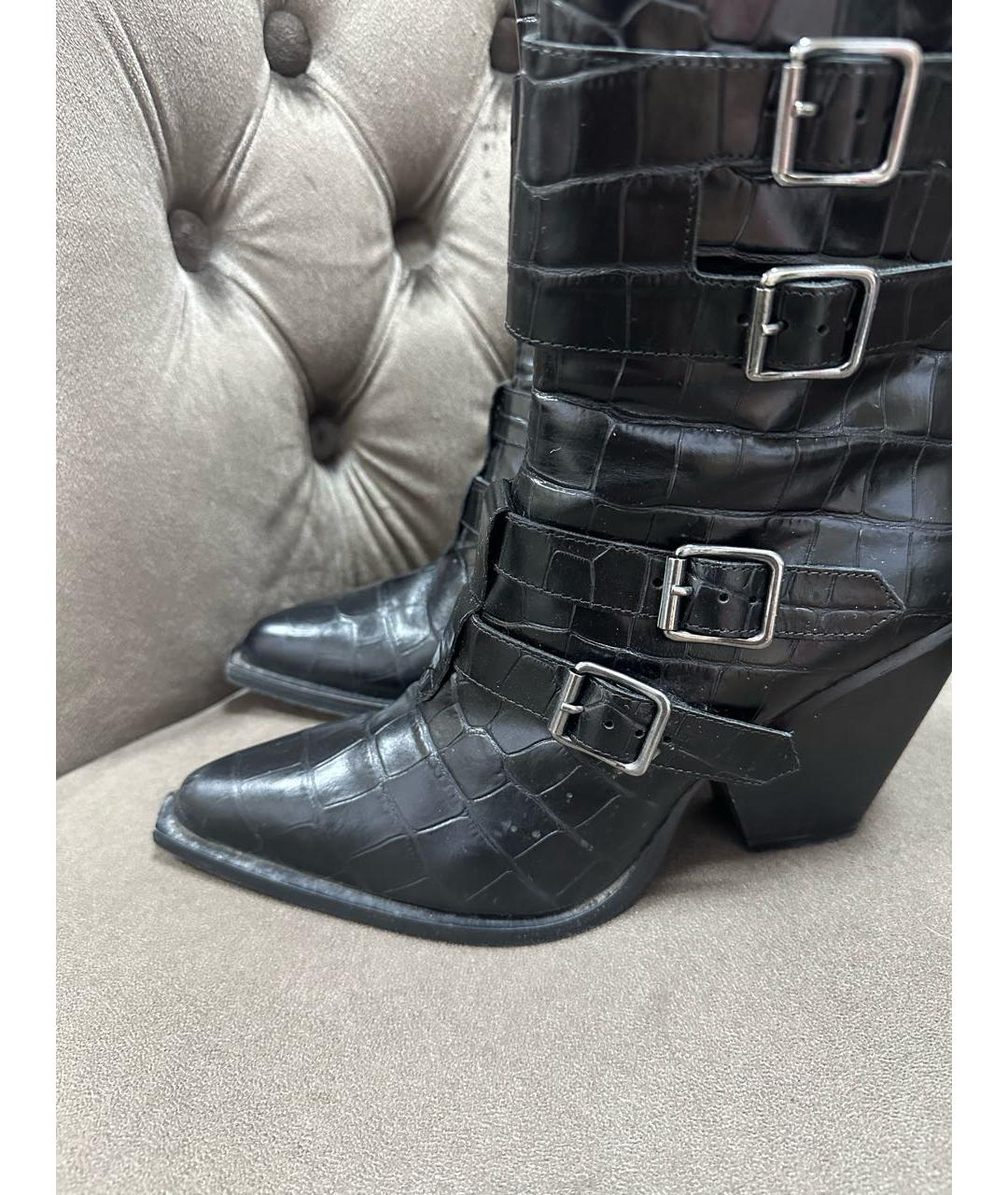 PINKO Черные кожаные полусапоги, фото 2