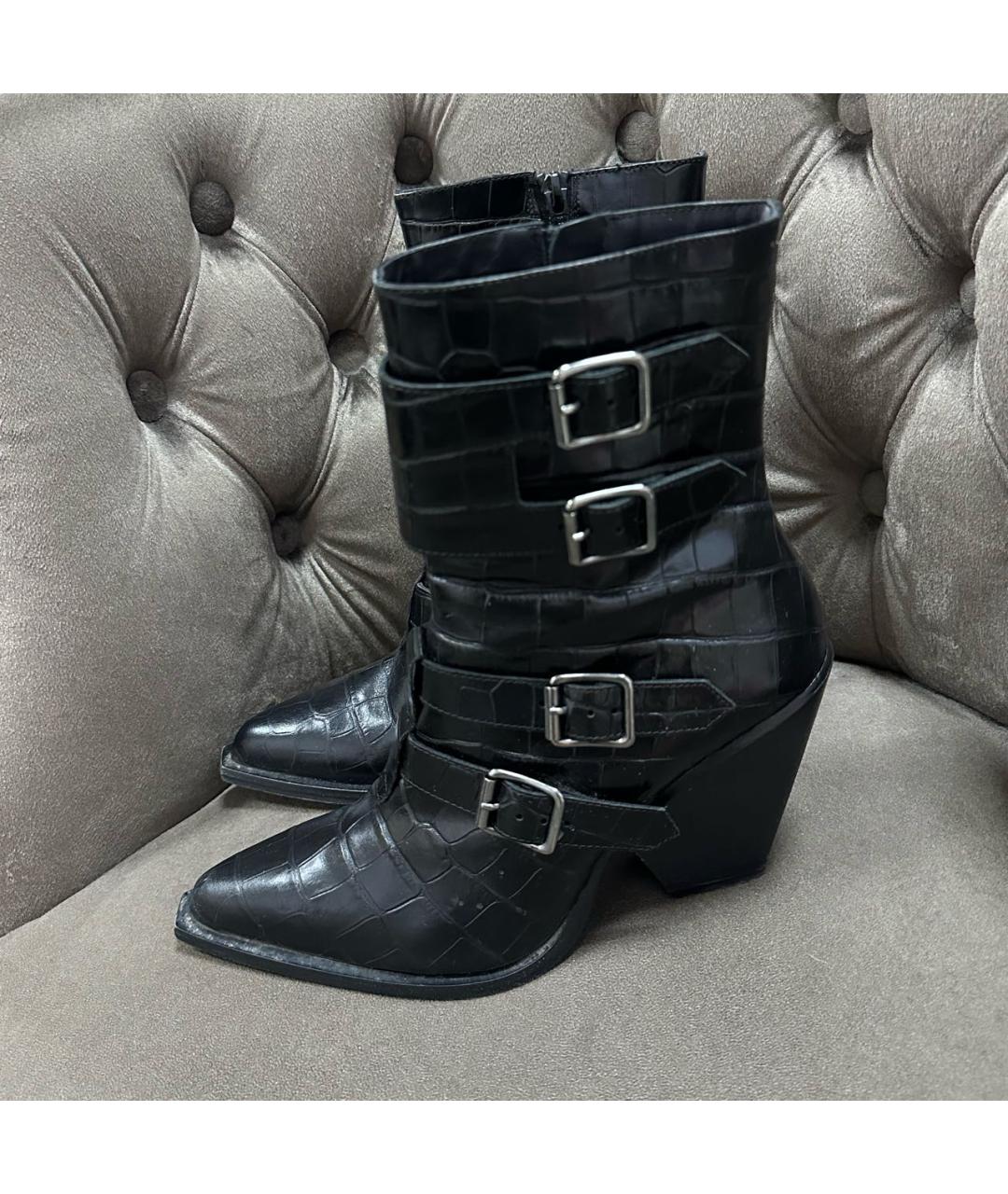 PINKO Черные кожаные полусапоги, фото 7