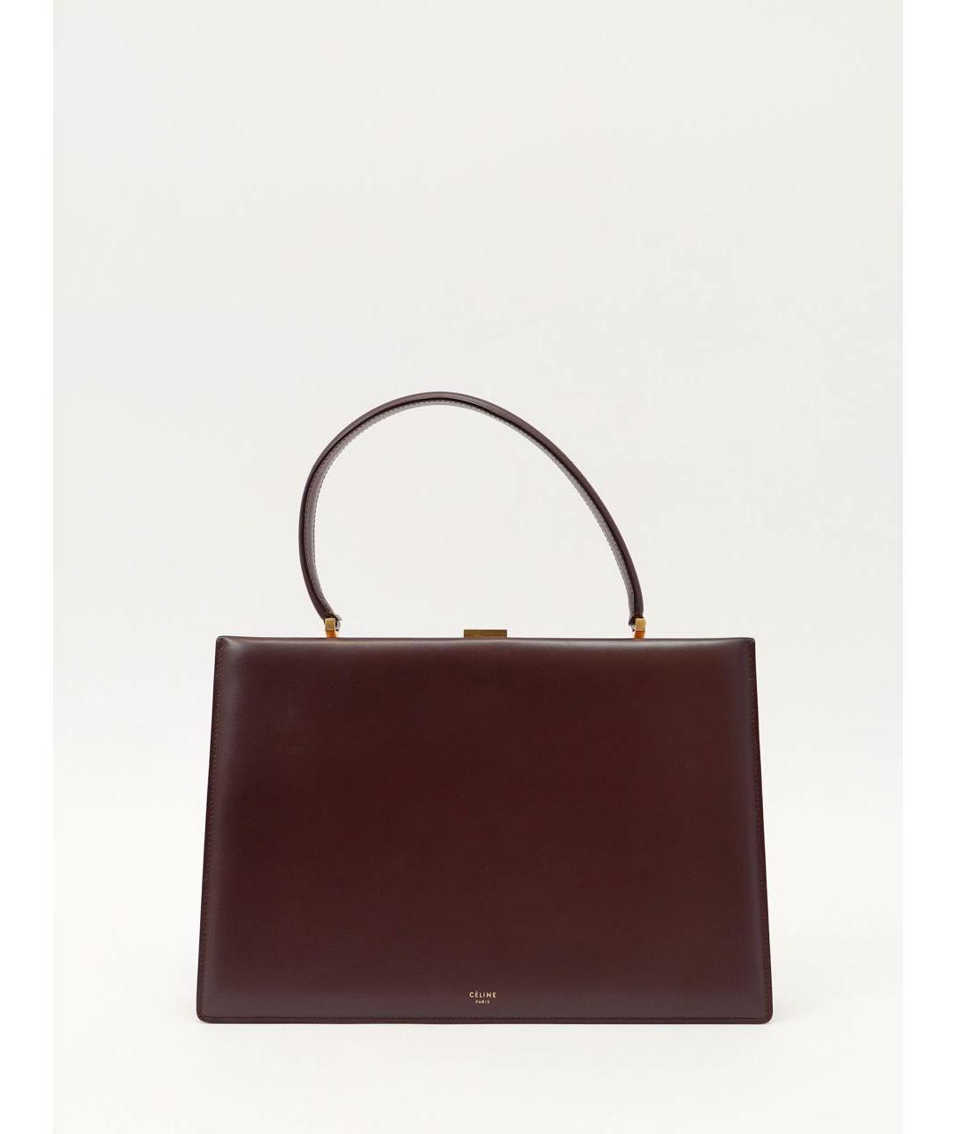 CELINE Бордовая кожаная сумка тоут, фото 8