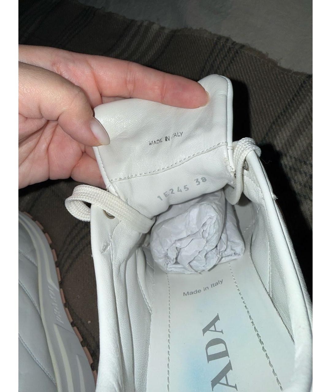 PRADA Белые кожаные кроссовки, фото 6