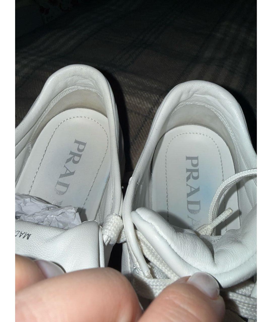 PRADA Белые кожаные кроссовки, фото 7