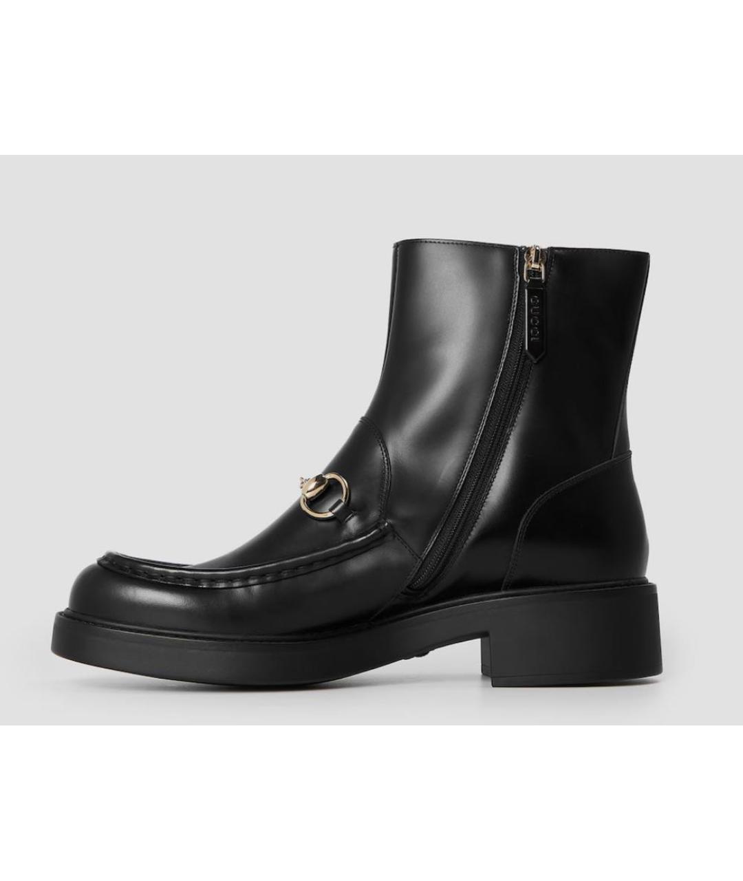 GUCCI Черные кожаные ботинки, фото 6