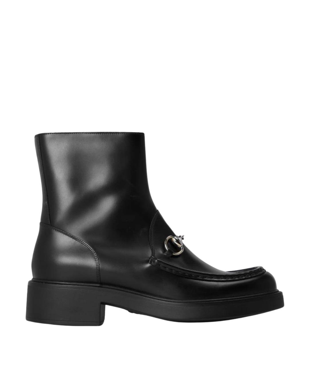 GUCCI Черные кожаные ботинки, фото 1