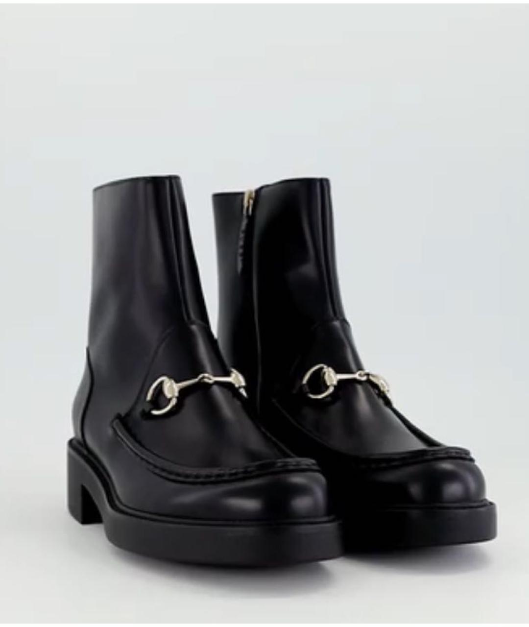 GUCCI Черные кожаные ботинки, фото 2