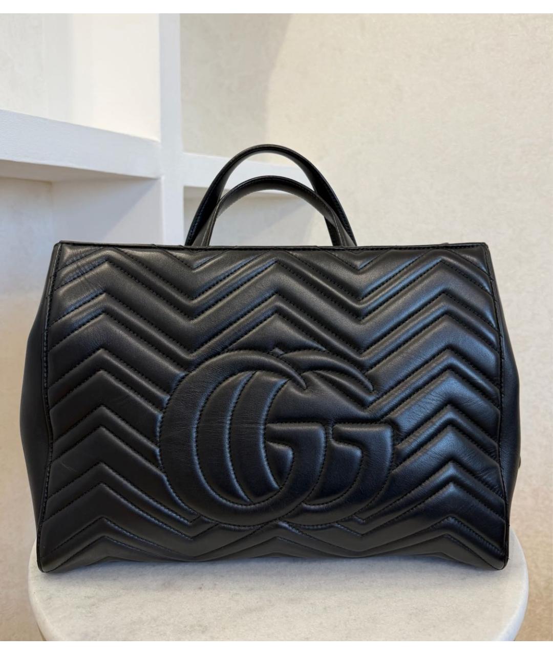 GUCCI Черная кожаная сумка тоут, фото 7