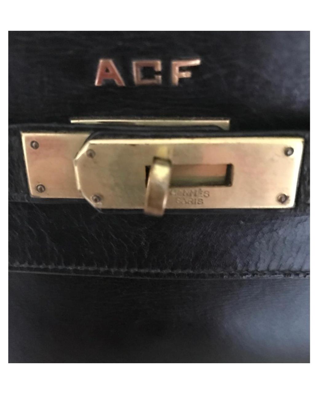 HERMES Черная кожаная сумка с короткими ручками, фото 2