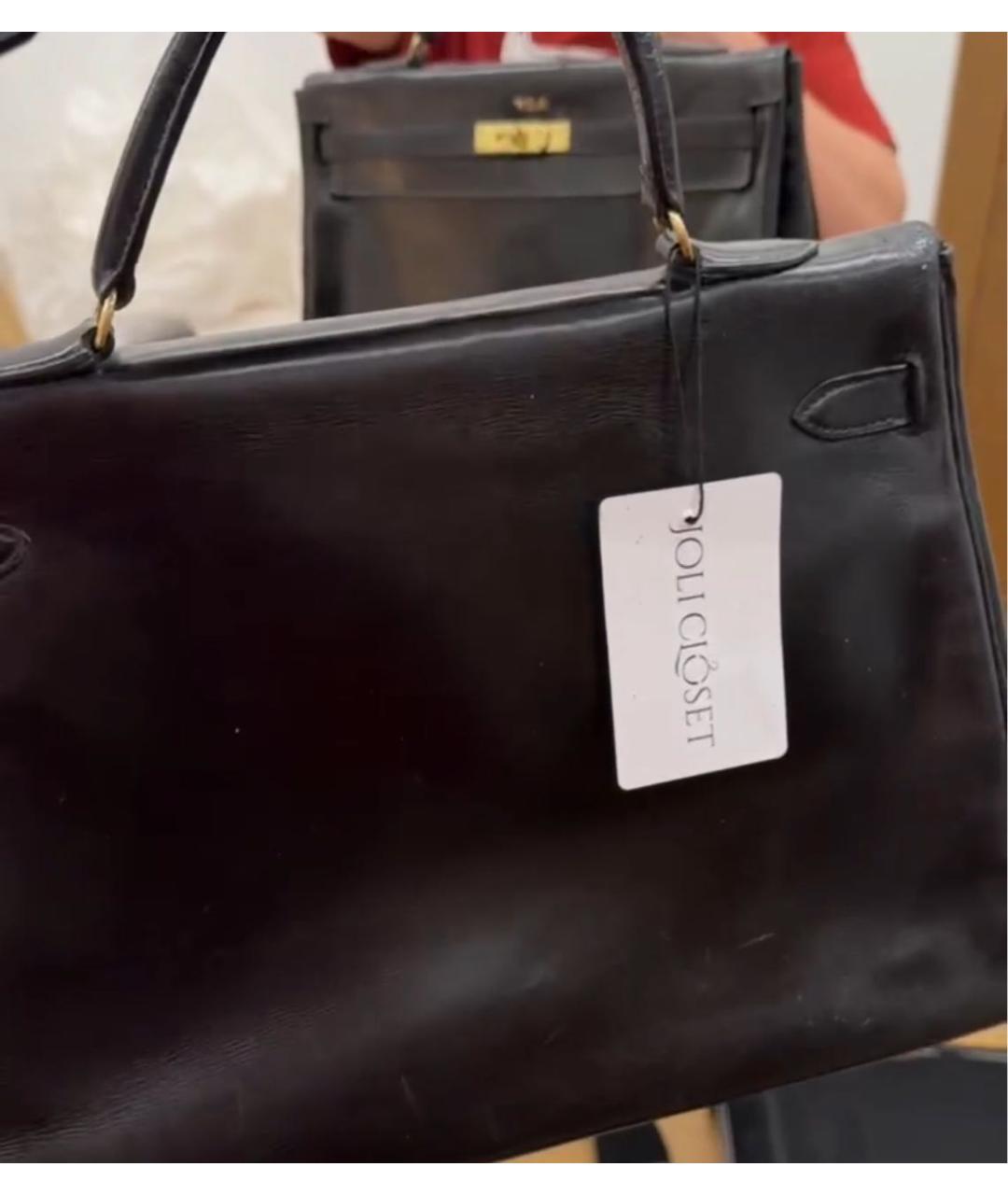 HERMES Черная кожаная сумка с короткими ручками, фото 8