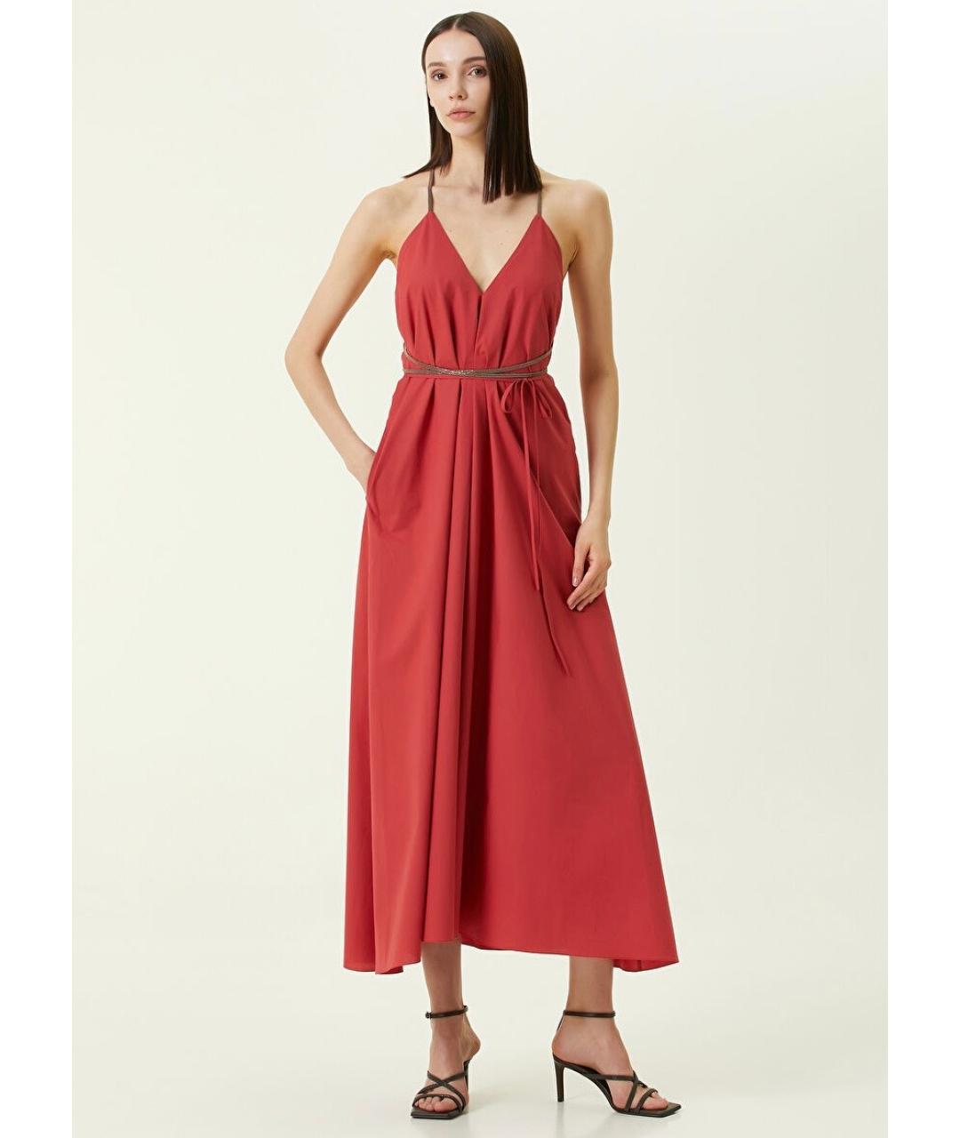 BRUNELLO CUCINELLI Красное хлопковое коктейльное платье, фото 6