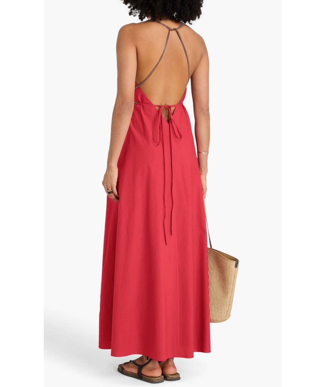 BRUNELLO CUCINELLI Красное хлопковое коктейльное платье, фото 3