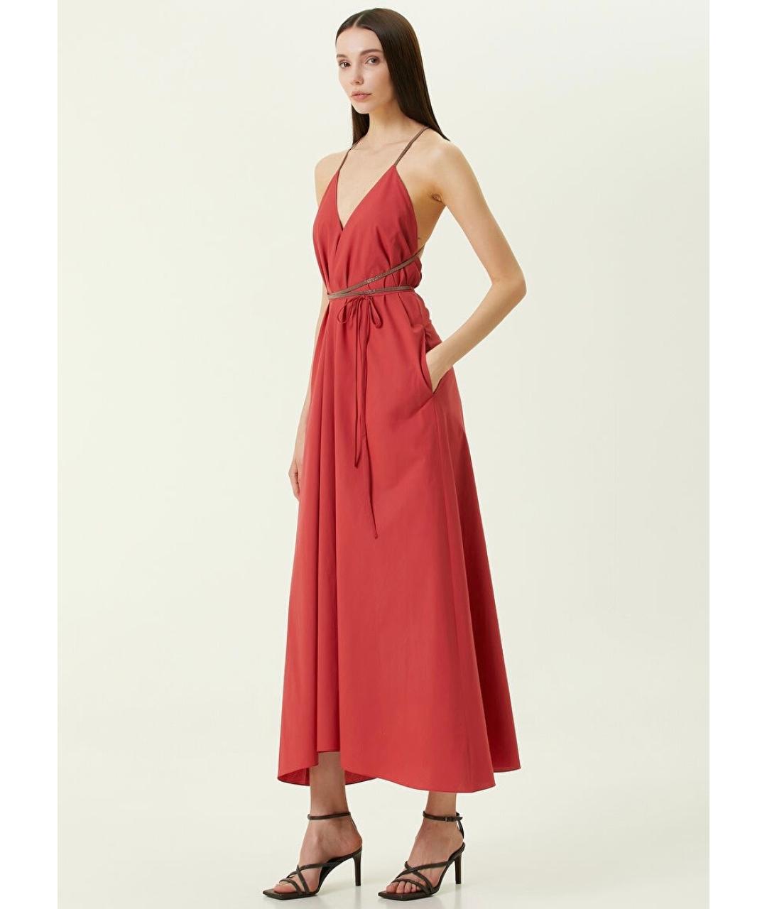 BRUNELLO CUCINELLI Красное хлопковое коктейльное платье, фото 5