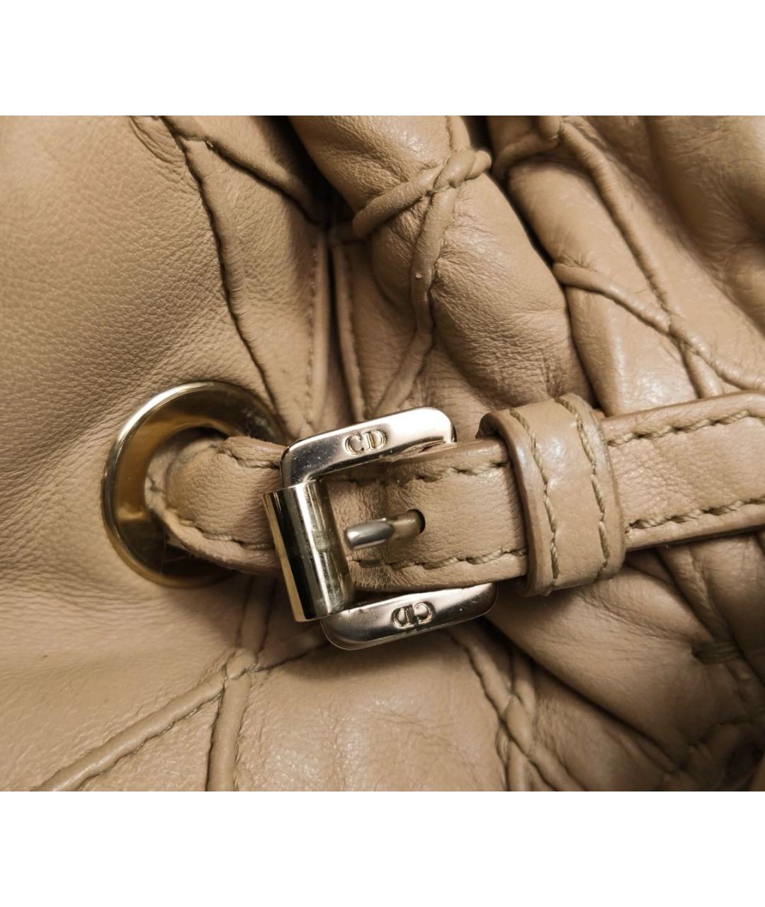 CHRISTIAN DIOR Бежевая кожаная сумка тоут, фото 7