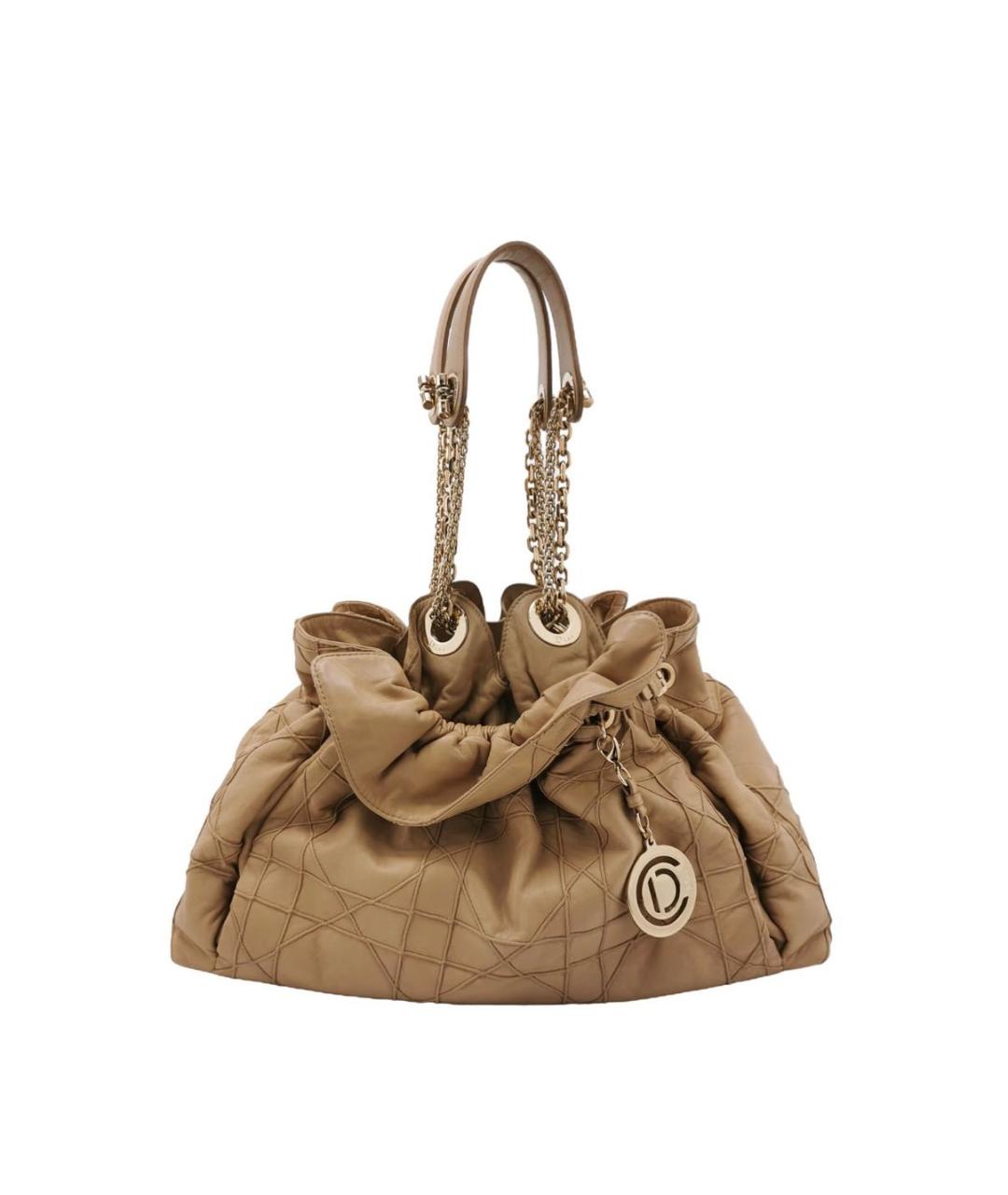 CHRISTIAN DIOR Бежевая кожаная сумка тоут, фото 9