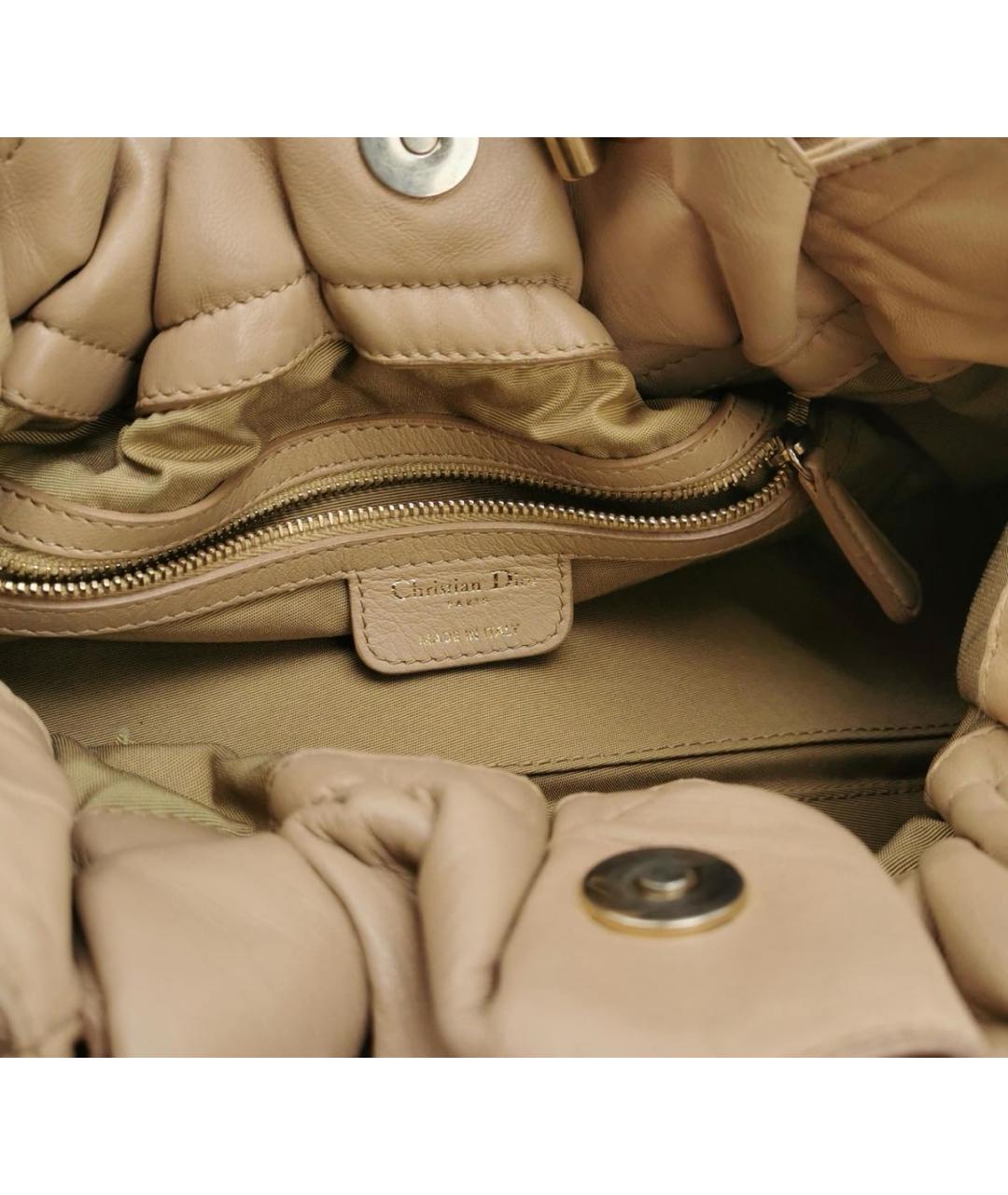 CHRISTIAN DIOR Бежевая кожаная сумка тоут, фото 5