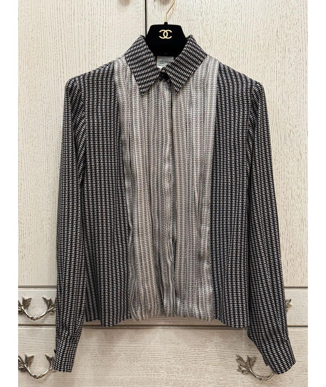 CHANEL Черная шелковая блузы, фото 8