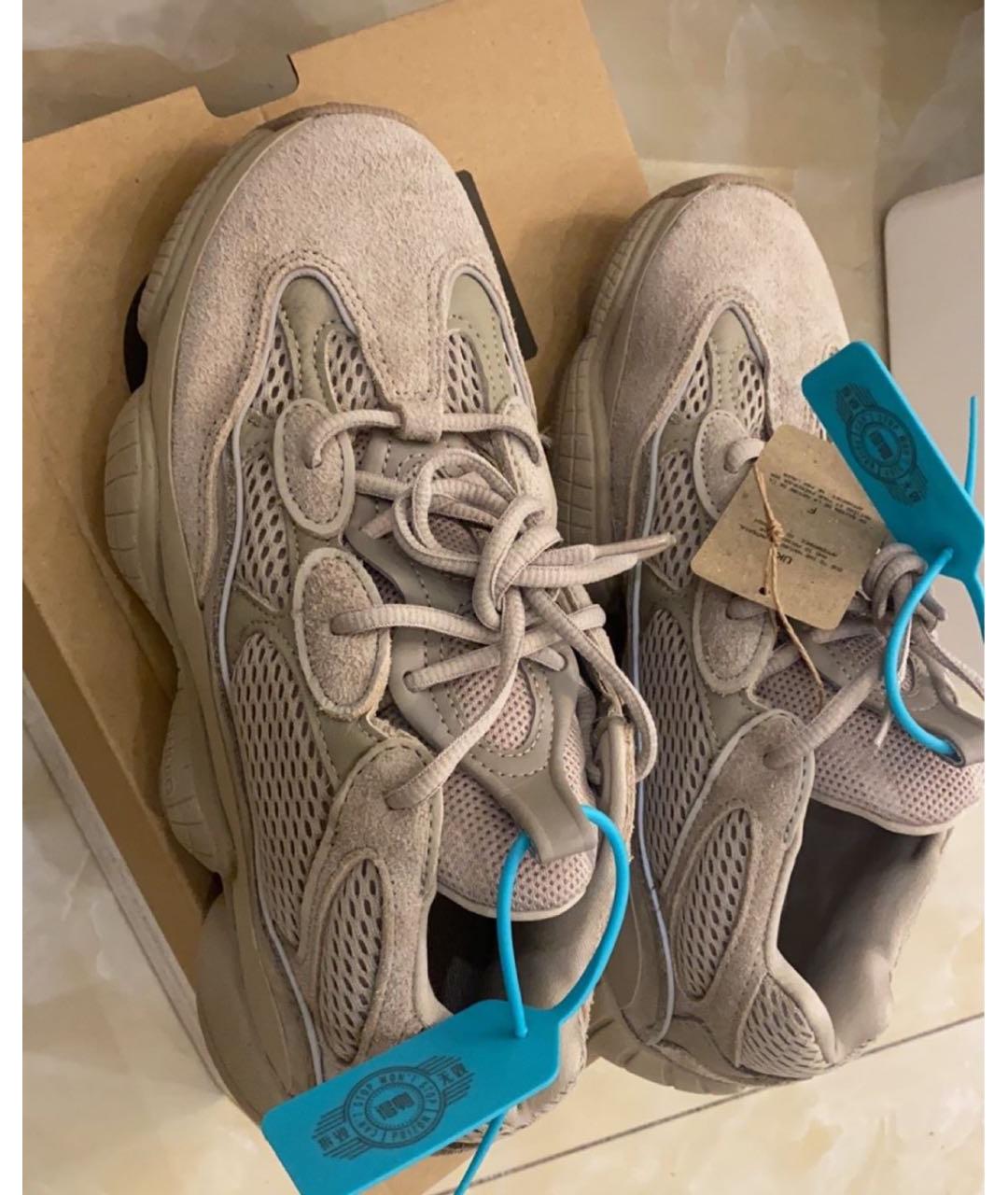 ADIDAS YEEZY Бежевые текстильные низкие кроссовки / кеды, фото 4