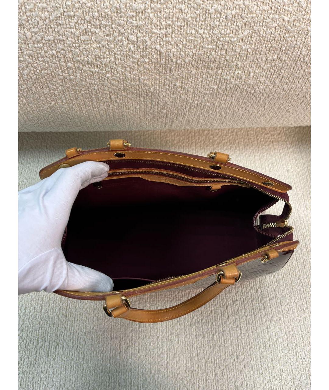 LOUIS VUITTON Бордовая сумка с короткими ручками из лакированной кожи, фото 4