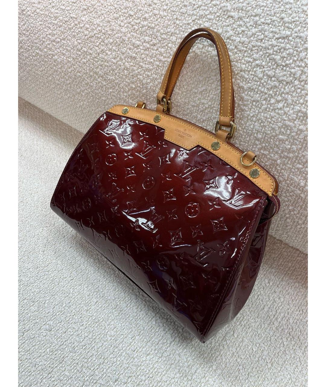 LOUIS VUITTON Бордовая сумка с короткими ручками из лакированной кожи, фото 5