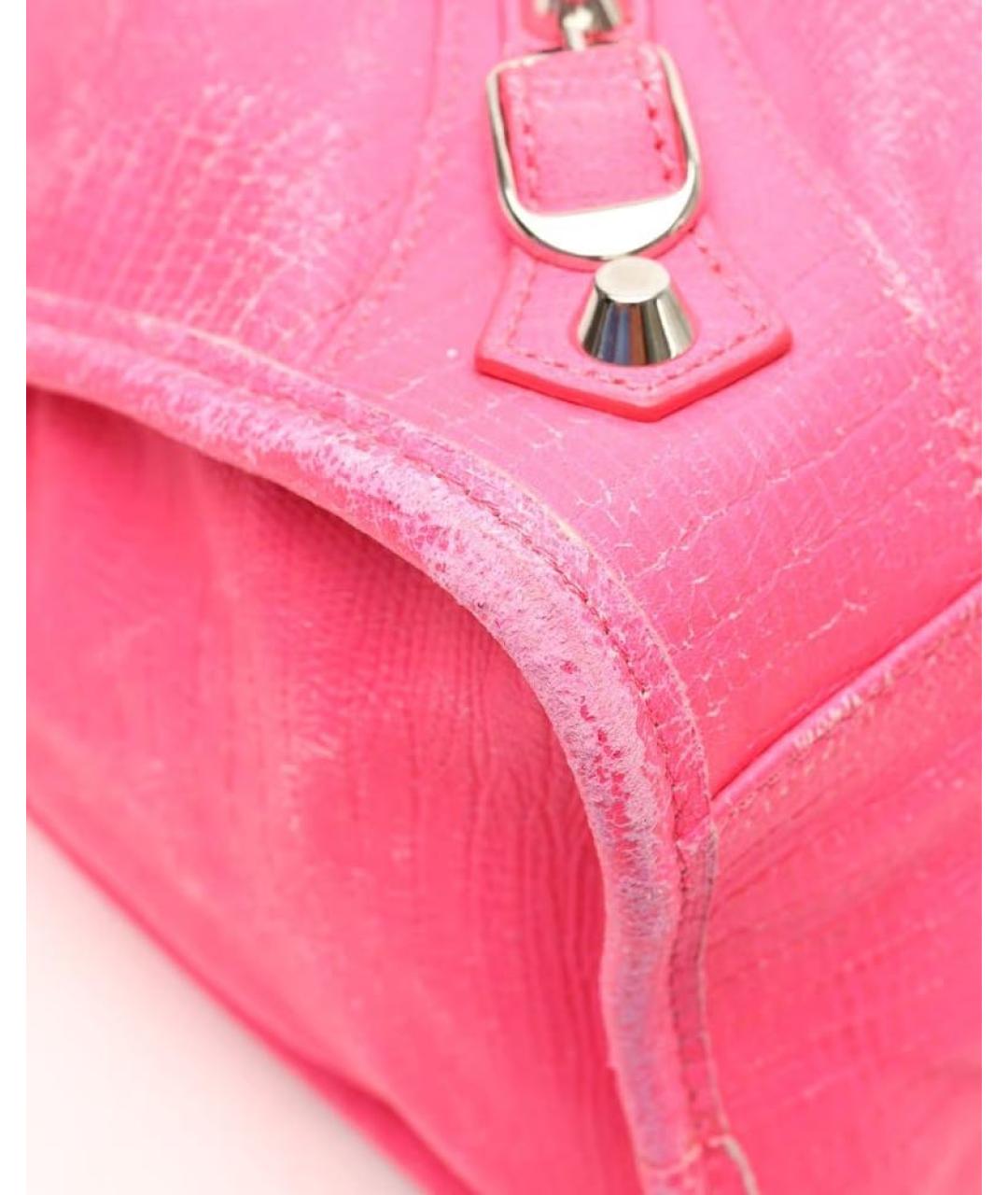 BALENCIAGA Фуксия кожаная сумка через плечо, фото 4