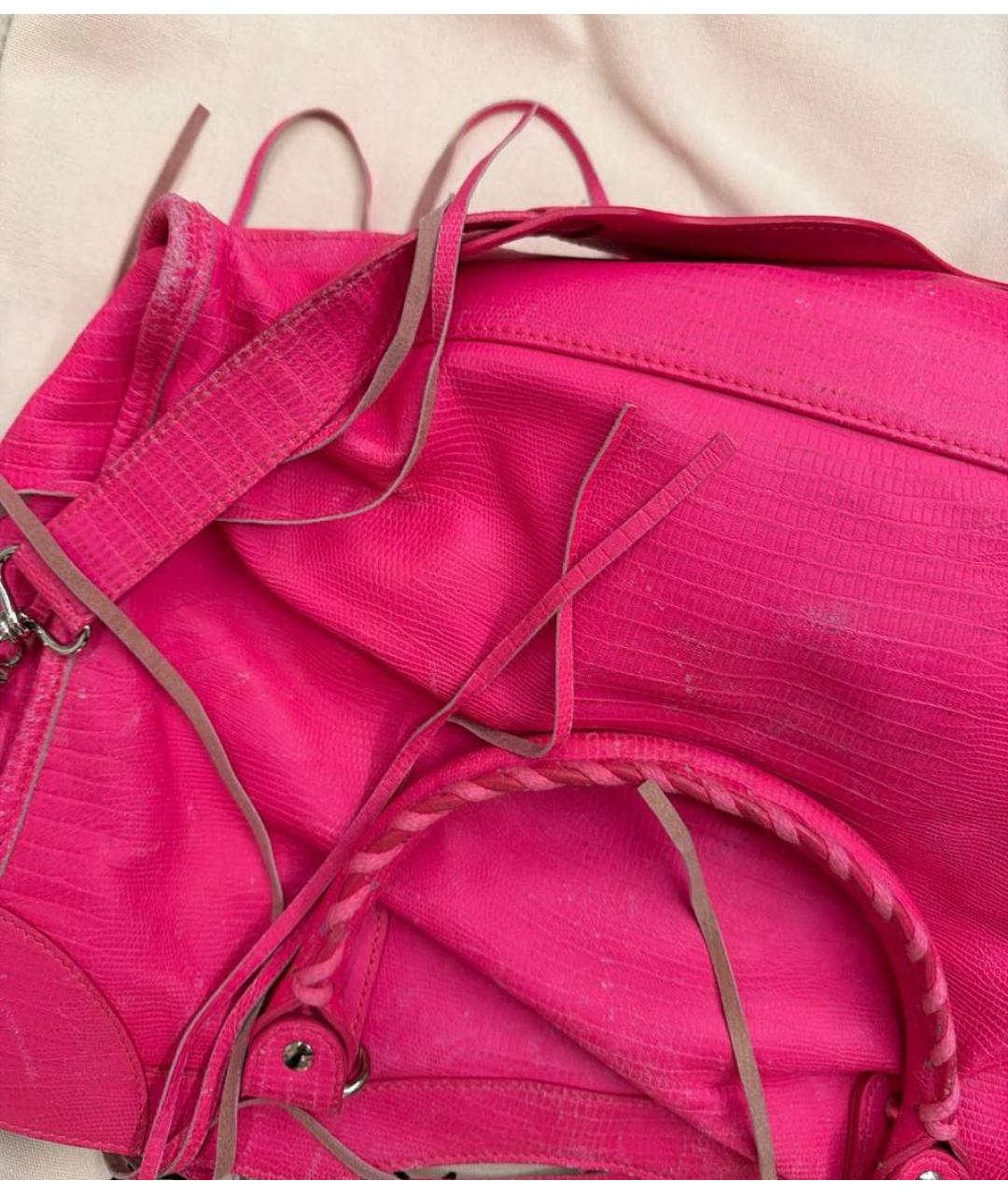 BALENCIAGA Фуксия кожаная сумка через плечо, фото 7