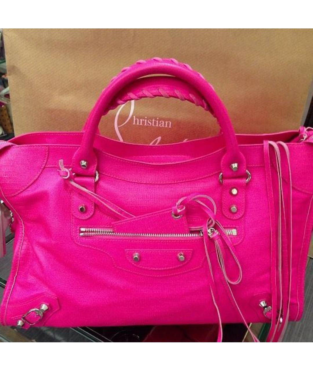 BALENCIAGA Фуксия кожаная сумка через плечо, фото 8