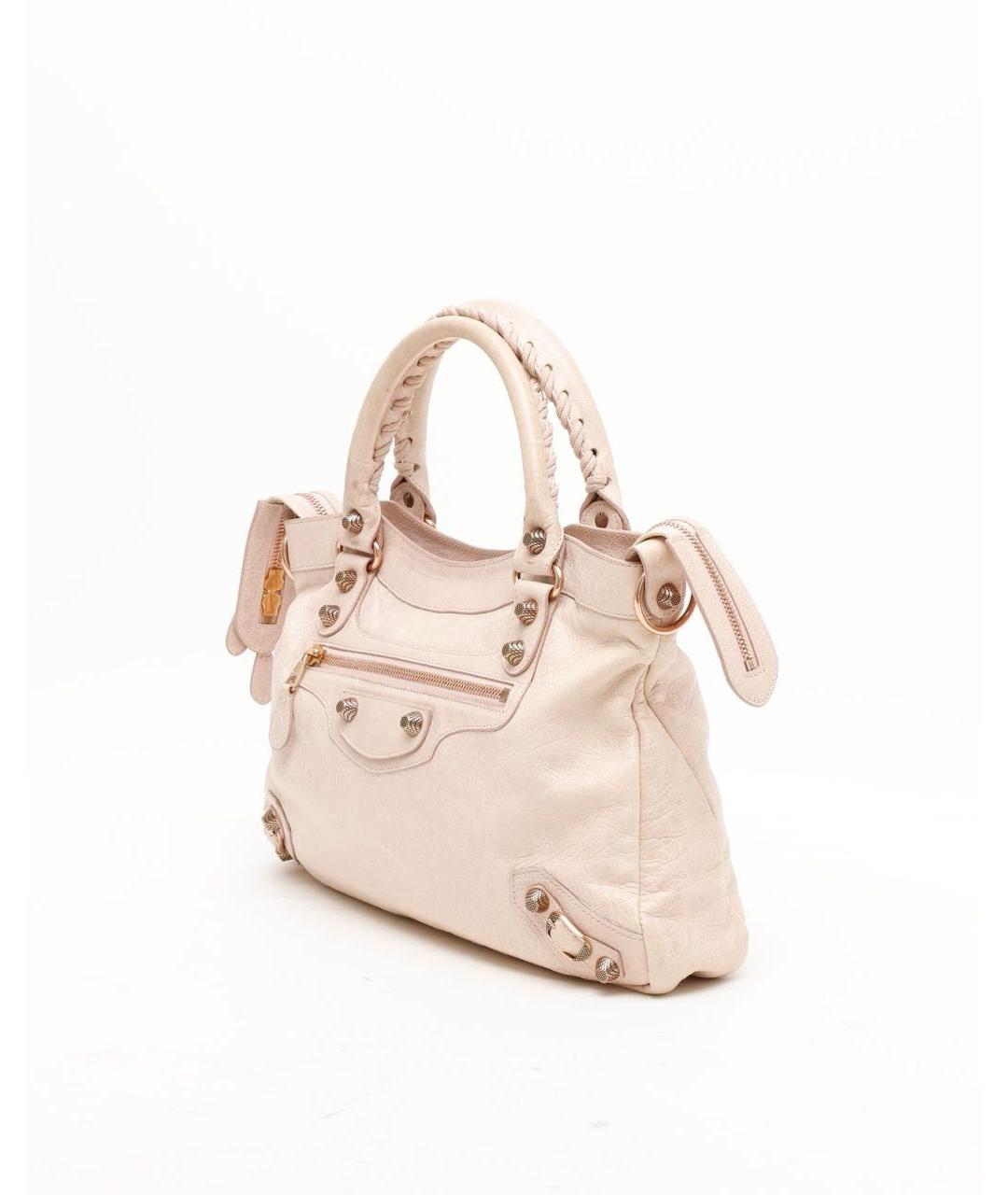 BALENCIAGA Бежевая кожаная сумка с короткими ручками, фото 4