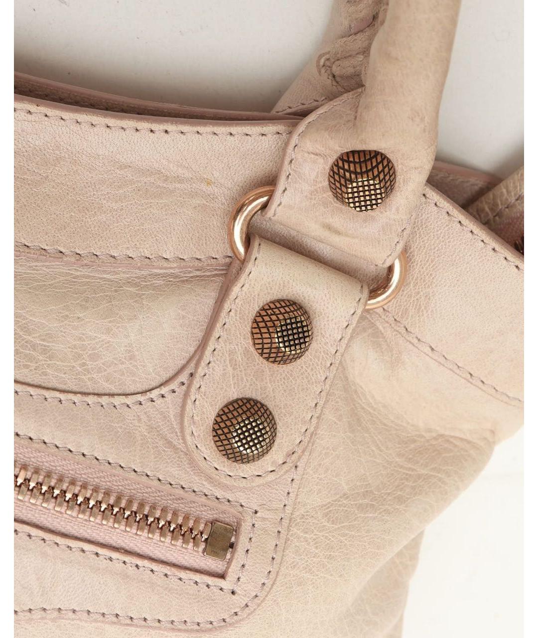 BALENCIAGA Бежевая кожаная сумка с короткими ручками, фото 5