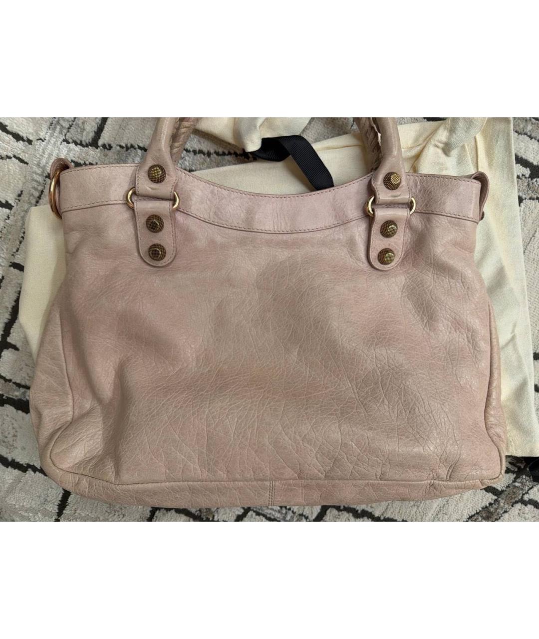 BALENCIAGA Бежевая кожаная сумка с короткими ручками, фото 8