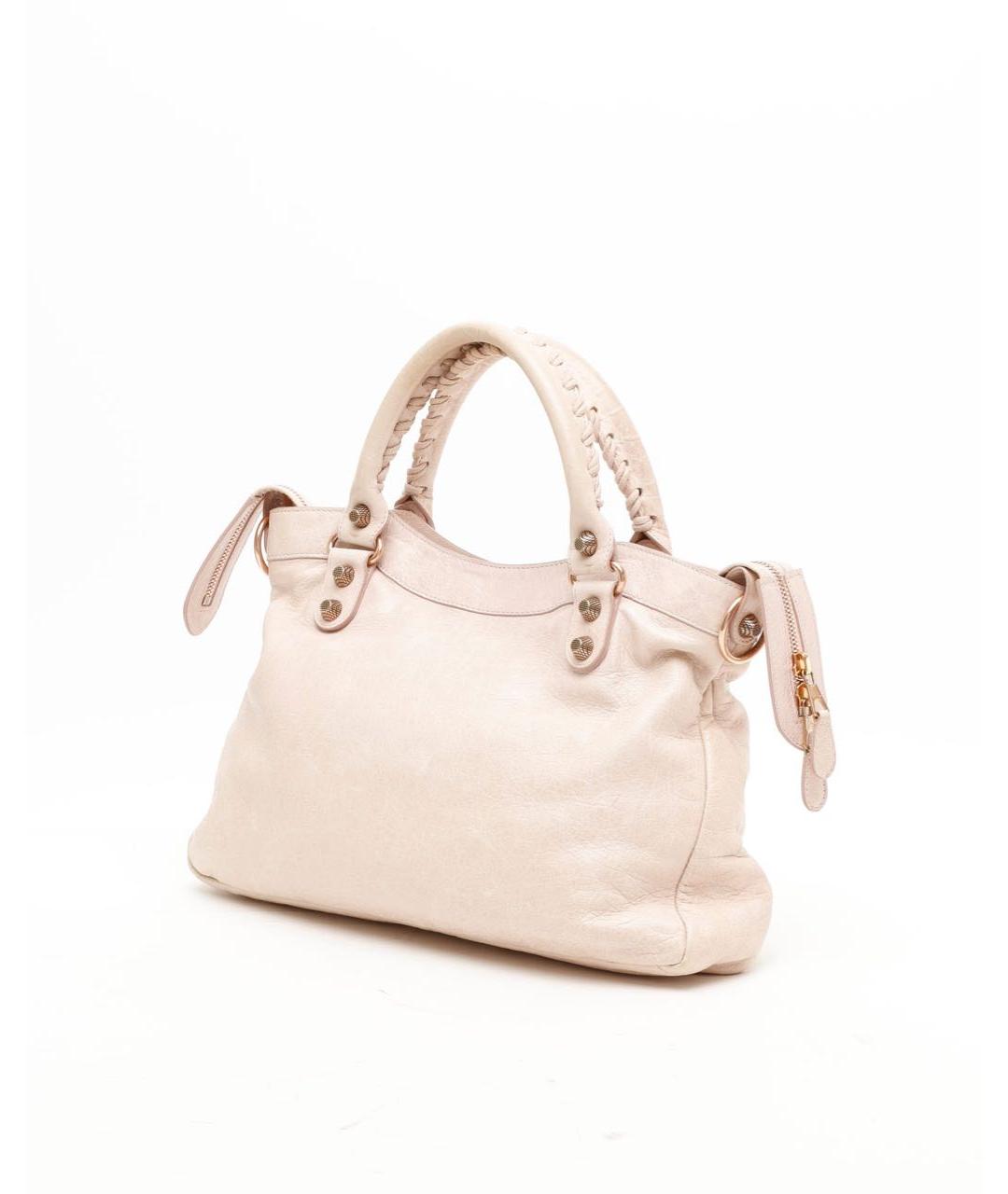 BALENCIAGA Бежевая кожаная сумка с короткими ручками, фото 3