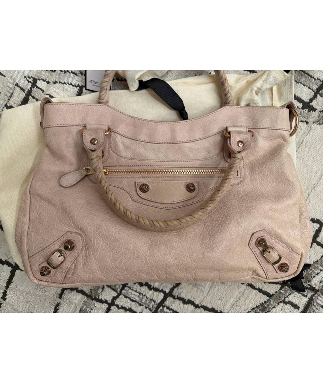 BALENCIAGA Бежевая кожаная сумка с короткими ручками, фото 7