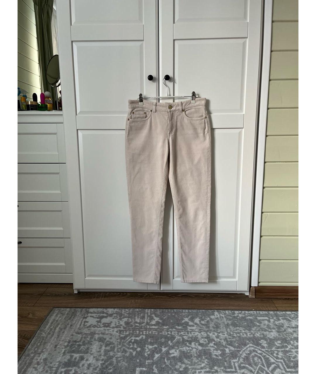 LORO PIANA Бежевые хлопковые прямые джинсы, фото 3