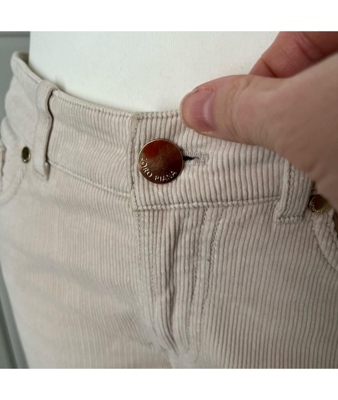 LORO PIANA Бежевые хлопковые прямые джинсы, фото 7