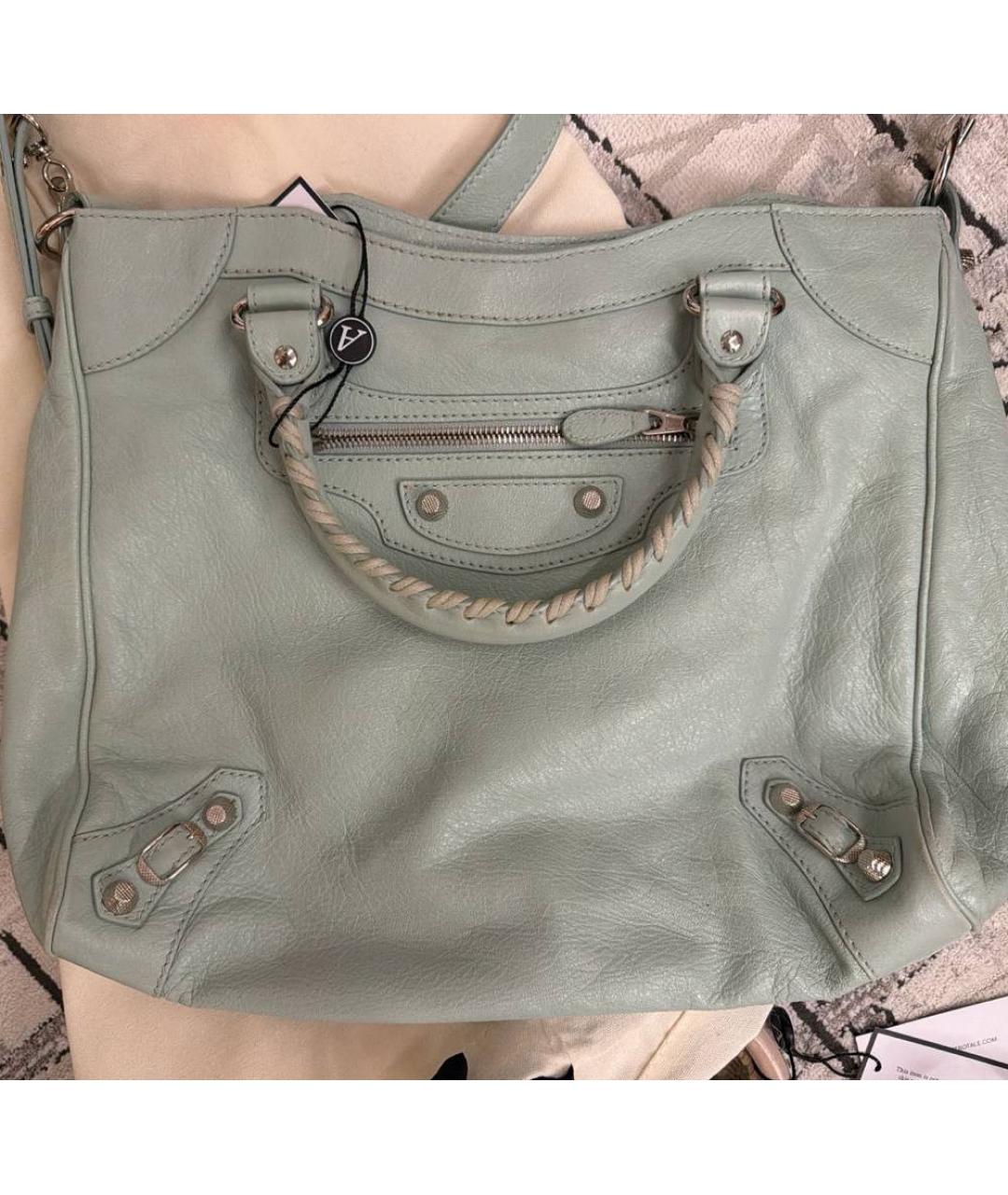 BALENCIAGA Зеленая кожаная сумка через плечо, фото 6