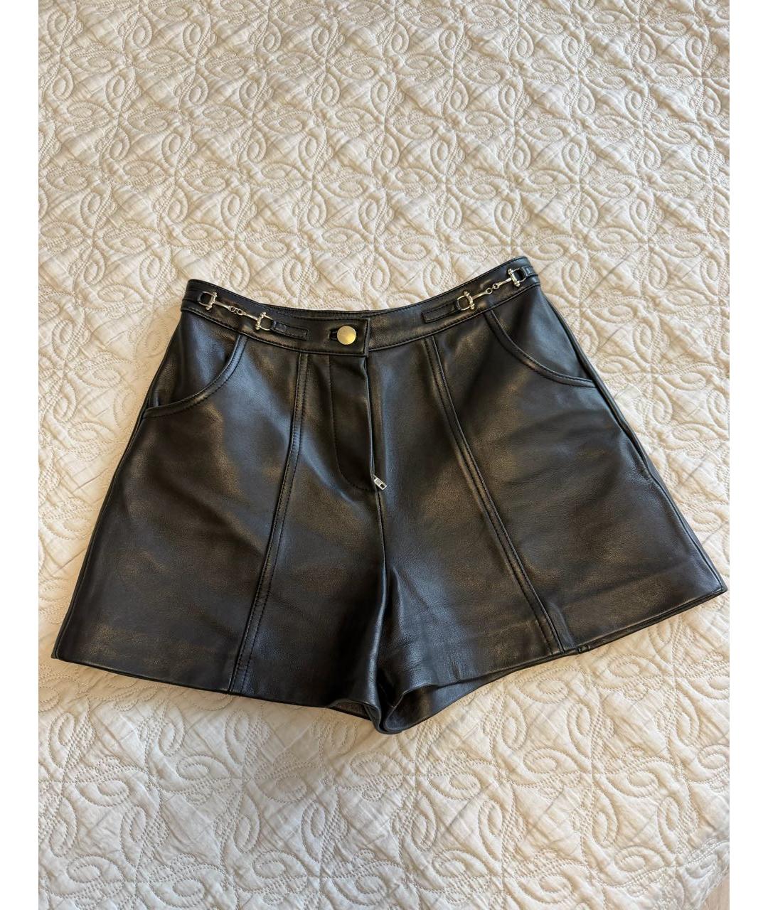 MAJE Черные кожаные шорты, фото 5