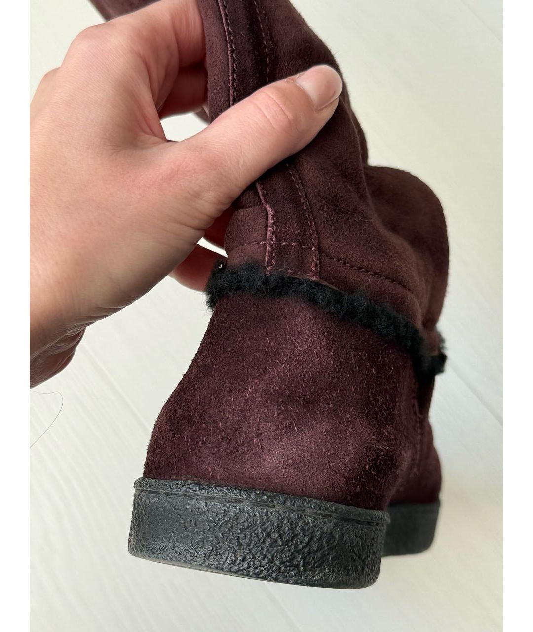 CHANEL Бордовые замшевые сапоги, фото 6