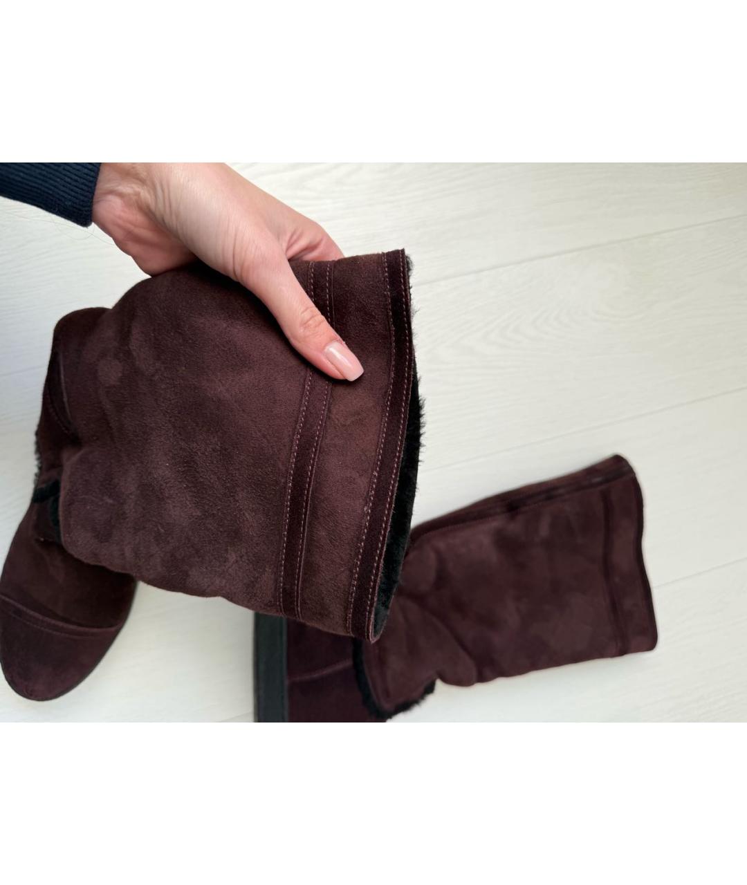 CHANEL Бордовые замшевые сапоги, фото 3