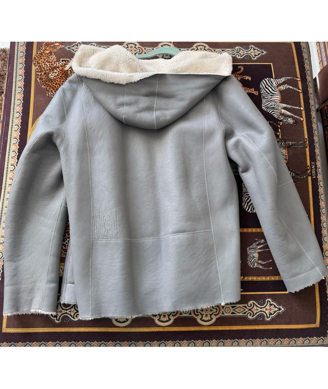 DKNY Серая кожаная дубленка, фото 2