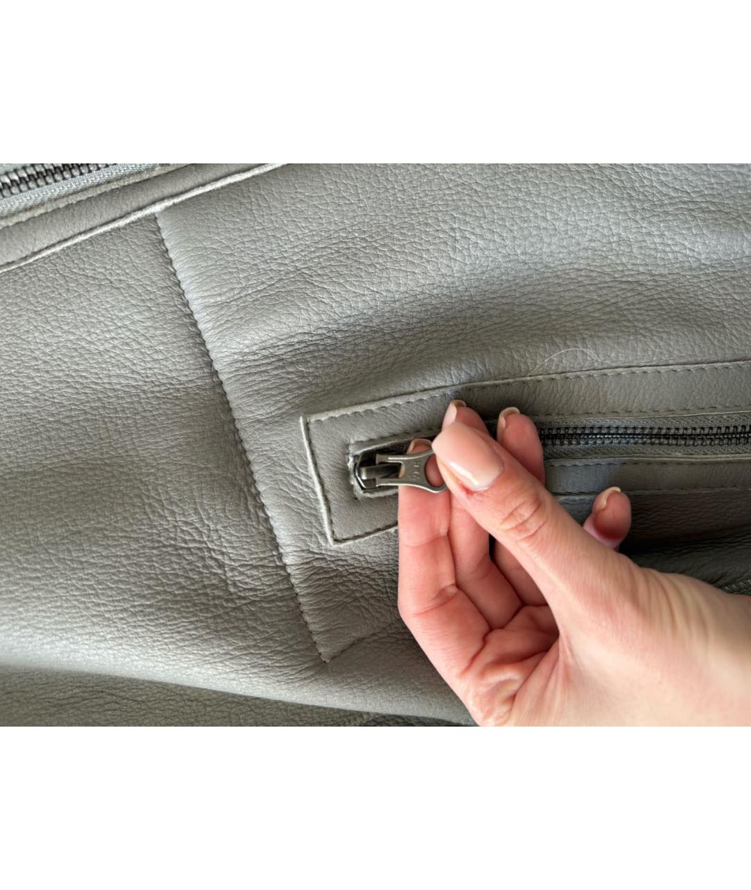 DKNY Серая кожаная дубленка, фото 5