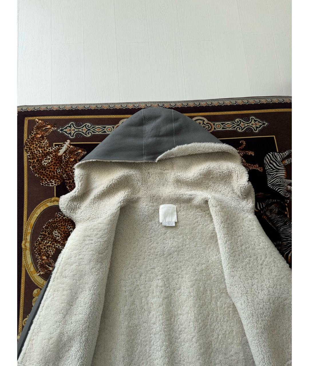 DKNY Серая кожаная дубленка, фото 4