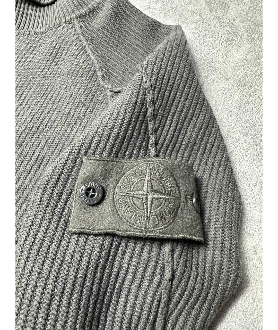 STONE ISLAND Серая хлопковая водолазка, фото 3