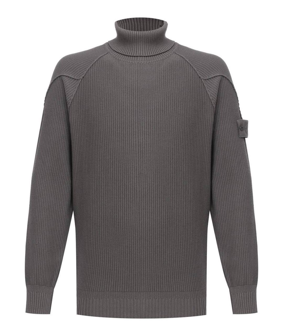 STONE ISLAND Серая хлопковая водолазка, фото 1